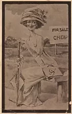 Vintage 1910 Comic Postcard "For Sale Cheap" - Humor Card