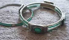 2 Aqua Beaded Bangles. Will Combine Postage On Items For Sale