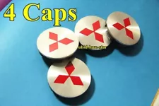 4x Silver Red Wheel Rim Center Caps Mitsubishi 60mm Lancer Evo Eclipse Outlander (For: Mitsubishi Van)