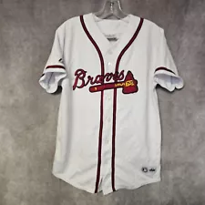 Vintage 90s Majestic Atlanta Braves Chipper Jones 10 Home White Jersey Youth XL