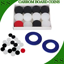 Carrom Board Coins +2 Large Blue Strikers Set ideal for Larger Boards! DS-1649