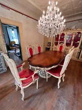 Italian Baroque Rococo Wood Carved Victorian Dining Room Set Turano