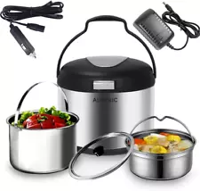 Thermal Cooker 5L with Car Plug and Adaptor, 2 Nesting Inner 304 Stainless Steel