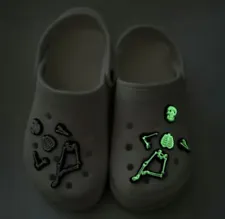 5 Piece Goth Skeleton Rubber Shoe For Croc Charm Glow In The Dark Halloween Emo