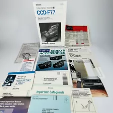 Vintage Sony CCDF77 Video Camera Manual Brochures Receipt Materials From Sale 91