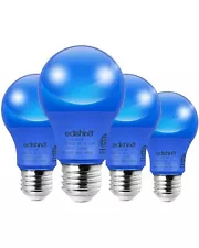 EDISHINE 4Pack Blue Light Bulbs 9W A19 LED Light Bulbs for Christmas Decoration