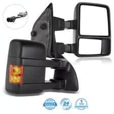 Left+Right For 99-07 Ford F250/F350/F450 Power+Heated+Smoke Signal Tow Mirrors