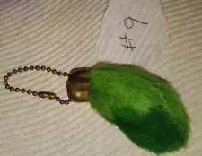 Vintage Lucky Charm Real Rabbit's Foot Keychain Dyed Shades of Green #9