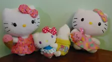 Lot of 3 Sanrio Hello Kitty plush stuff animal Ice Cream cones Easter Egg Bunny