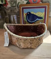 Vintage Handmade Birch Bark Basket Alaskan Artist Alaska Signed Tom Fielden