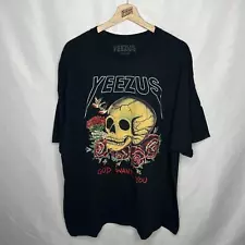 Kanye West Wes Lang Skull n Roses Yeezus Hip Hop Rap Tour Merch Tee in Black XXL