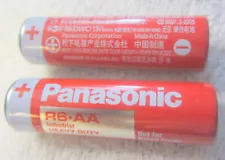 2 Panasonic RED R6-AA Batteries Industrial VTG not for retail sale,heavy duty