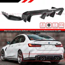 For 2021-2025 BMW G80 M3 3D Style Carbon Fiber Rear Diffuser + Corner Extension