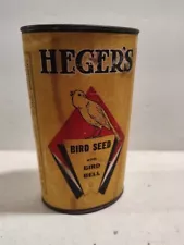 Hegers Bird Seed Tin St Paul MN EARLY RARE Pet Car Vetenariy Medicine Canary Tin