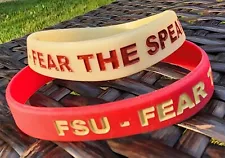 Florida State Seminoles Wristbands Bracelet NCAA "FSU-FEAR THE SPEAR" Set Of 2