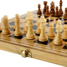 Large Wooden Chess Set Folding Chessboard Pieces Wood Board Kid Gift Toy`