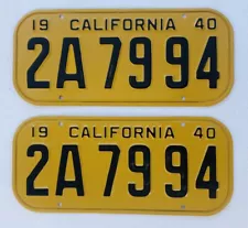 1940 California License Plates Pair. DMV Clear, Restored Professionally.