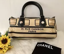 Authentic Chanel Le Train CC Rue Cambon Satchel Top Handle Boston bag/Italy