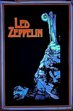 Vintage 1988 Led Zeppelin Lantern Blacklight Velvet Poster #821 Myth Gem Zoso