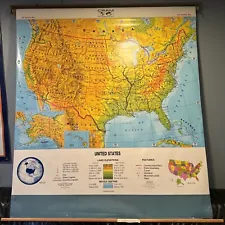 Vintage George F. Cram School Pull Down Map - United States - C97