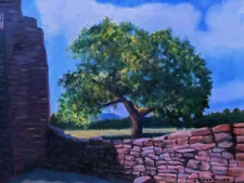 Southwestern Walls and Tree Landscape oil painting