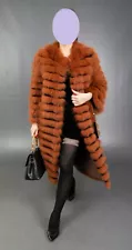 New Gorgeous Real Blue Silver Fox Fur Coat Jacket Camel Caramel Brown No Mink M