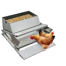 21.45"L Automatic Chicken Treadle Feeder 10 Chickens for 11 Days Outdoor Use