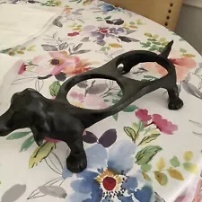 Vintage Cast Iron Dachshund Pet Feeding Station CAST IRON DOG FEEDER