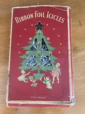 Vtg Metal Goods Corp Fireproof Christmas Ribbon Icicles Tinsel in original box