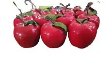 Laquer Red Apple Ornaments 15 2" Crafts Wreaths Teacher Gifts - Used