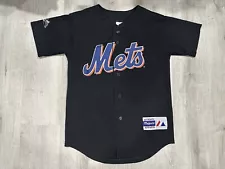 N74 Vintage Majestic New York Mets Kids Jersey Size M Black