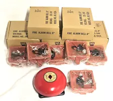 (6) H.C. 6" Red Fire Alarm Service Bells HC-1024 WITH MOUNTING BOXES - Lot Of 6