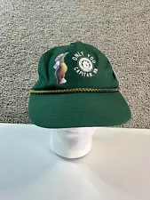 VINTAGE 90s Smokey The Bear Hat Mens Green White Only You Rope Snapback FLAW