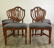 Vintage Bombay Co Hepplewhite Duncan Phyfe Shield Back Dining Chairs - Set of 6