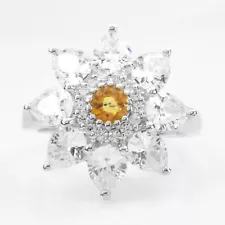 BLACK FRIDAY SALE! GOLDEN YELLOW SAPPHIRE 0.41CT FLORAL RINGS FOR WOMEN'S GIFT