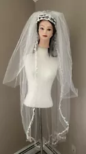 Vintage Wedding Dress Bridal Veil Lace Head Piece Edwardian Style