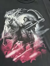 Vintage Y2K Grim Reaper Skeleton Horsemen Apocalypse Graphic; T-Shirt 3XL