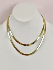 Herringbone Necklace 14k Italian Gold Sterling Silver | 5MM | 18”inches