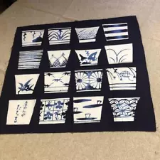 Set Of 5 Indigo-Dyed Soba Choko Pattern Fabrics