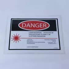 Laser Room Safety Danger Warning Sign Q-Switched Pulsed Ruby 694 nm 8.5x11 Inch