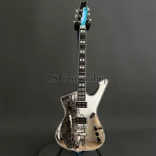 Silver Iceman Cracked Mirror Paul Stanley Electric Guitar 6 String Hot Sale