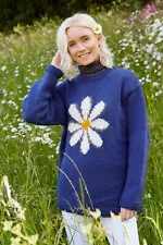 Pachamama Hand Knitted 100% Wool Jumper Sweater - Daisy - BNWT