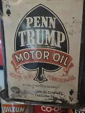 Penn Trump 2 Gallon Metal Motor Oil Can W Graphics Freedom w Ace Of Spades