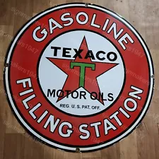 TEXACO FILLING STATION PORCELAIN ENAMEL SIGN 30 INCHES ROUND