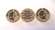 3 NOS VINTAGE HULL-RUST MAHONING MINE MINING HIBBING MINNESOTA WOODEN NICKELS