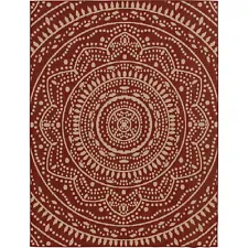 Mainstays 6'6"x9'6" Red Global Medallion Outdoor Area Rug
