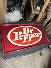 Dr Pepper Dealer Soda Sign Original Real Deal Authentic NOS 23''x13 1/4'' Metal