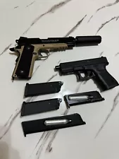 Elite Force 1911 TAC 6mm CO2 BB Airsoft Pistol AND Glock 19 Gen 3 Green Gass