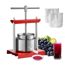 VEVOR Fruit Wine Press Manual Press for Wine Making 0.8 Gal/3L Stainless Steel