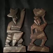 Free Shipping!!African Art Man and Woman Wall Sculptures Hand carved Wood Pair